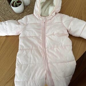 GAP Soft Pink Baby Snowsuit with Hood